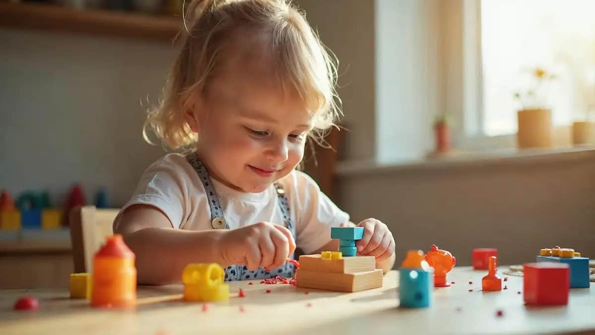 Ребёнок развивает мелкую моторику и внимание через игру дома