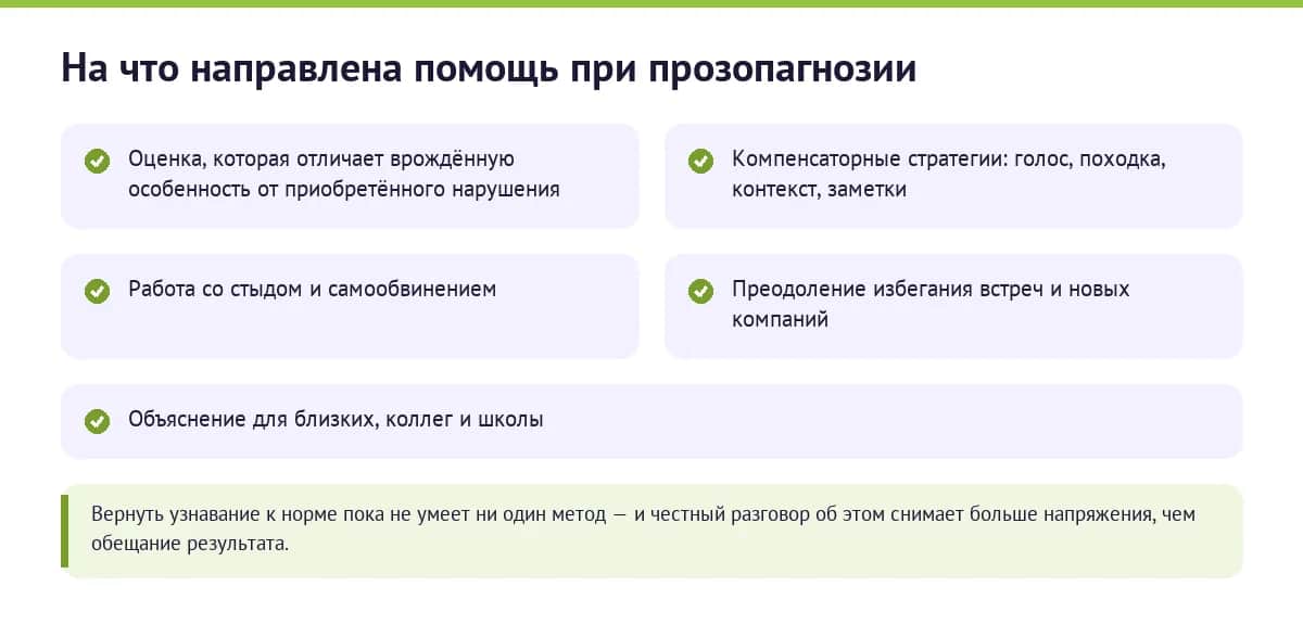 На что направлена помощь при прозопагнозии