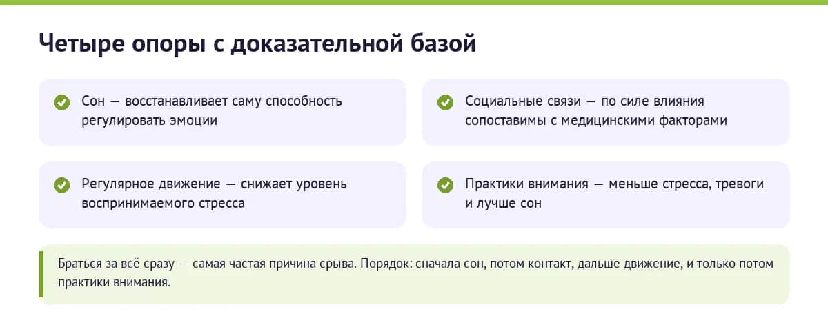 Четыре опоры, имеющие доказательную поддержку