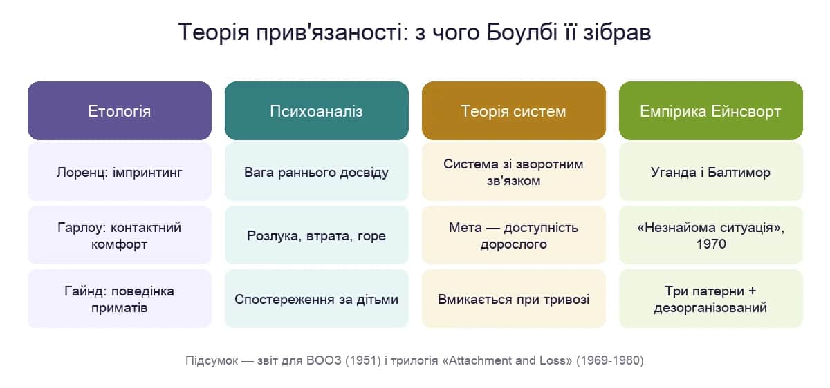 Теорія прив'язаності Боулбі: етологія, психоаналіз, теорія систем і емпірика Ейнсворт