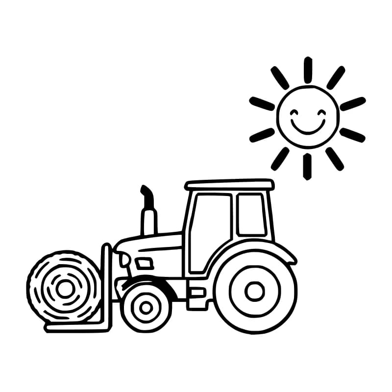 Розмальовка трактор із великим тюком сіна для дітей 4–5 років
