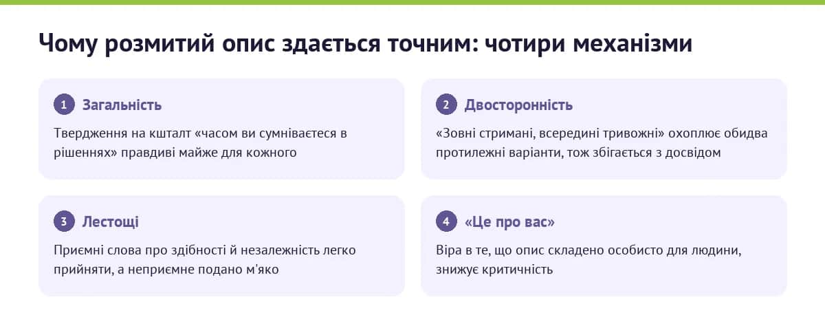 Чому розмитий опис здається точним: чотири механізми