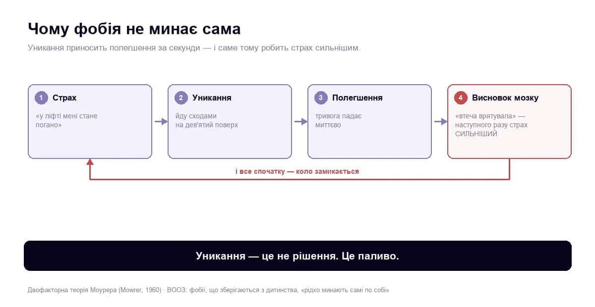 Чому фобія не минає сама: коло уникання