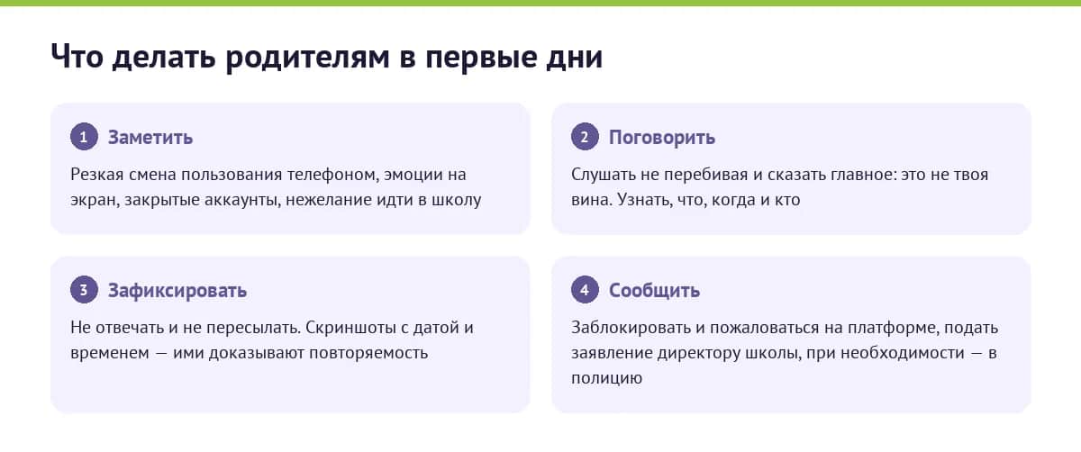 Что делать родителям в первые дни после обнаружения кибербуллинга