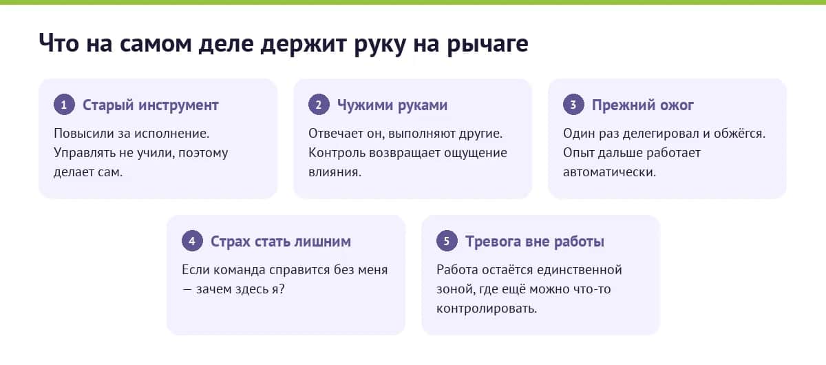 Пять механизмов, удерживающих руководителя в режиме контроля