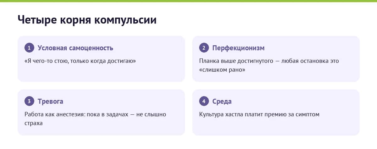 Четыре психологических механизма, питающих зависимость от работы