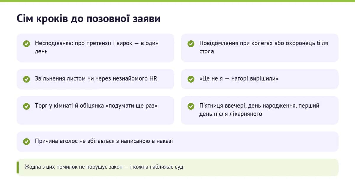 Типові помилки керівника при звільненні працівника