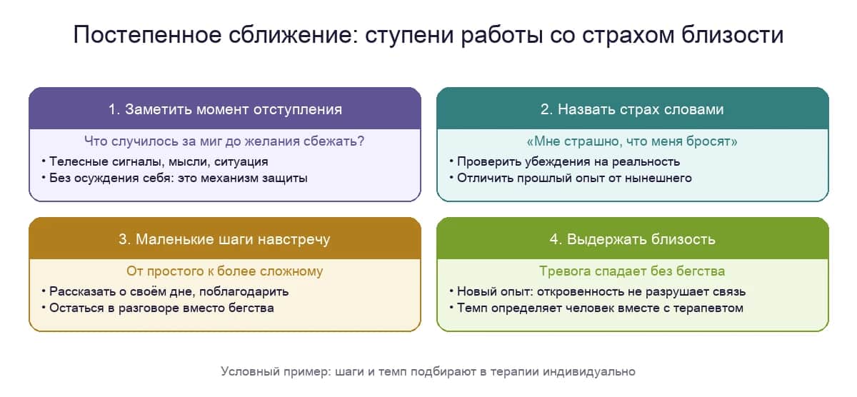 Постепенное сближение: четыре ступени работы со страхом близости в терапии