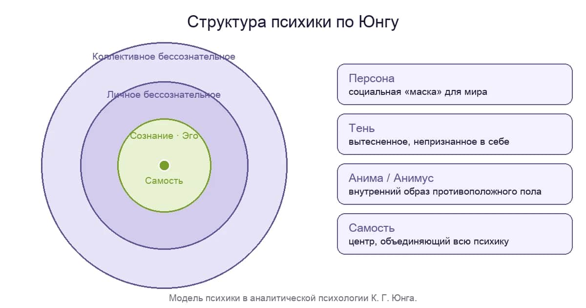 Структура психики по Юнгу: сознание, личное и коллективное бессознательное, архетипы и Самость