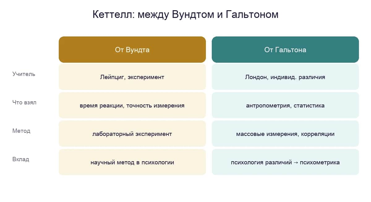Двойное наследие Кеттелла: что он взял у Вундта и что у Гальтона