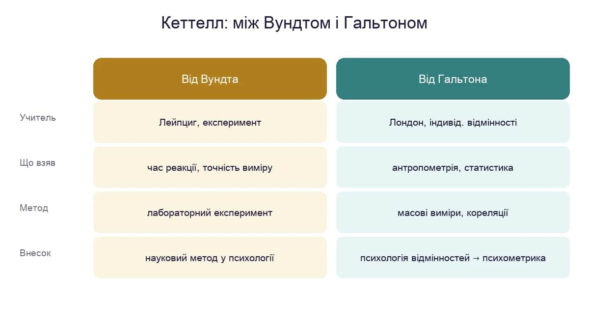 Подвійний спадок Кеттелла: що він узяв від Вундта і що від Гальтона