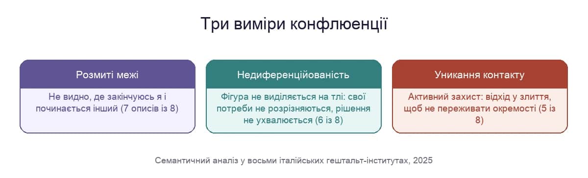 Три виміри конфлюенції: розмиті межі, недиференційованість, уникання контакту