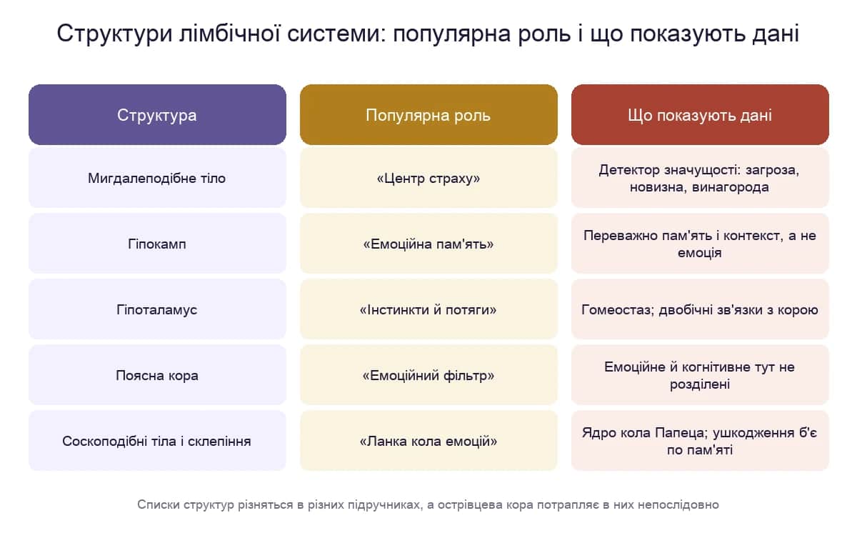 Структури лімбічної системи: популярна роль і що показують дані