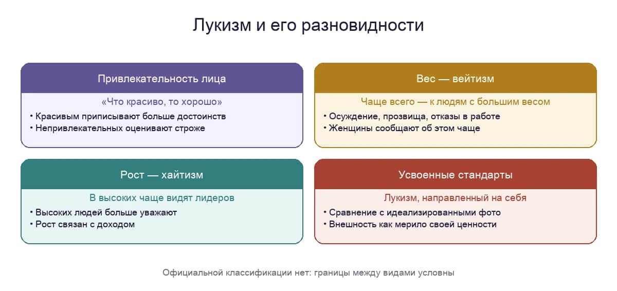 Лукизм и его разновидности: привлекательность лица, вес, рост и усвоенные стандарты