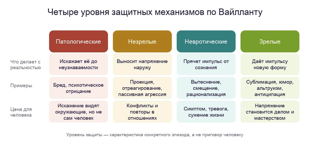 Иерархия защитных механизмов по Джорджу Вайлланту: от патологических до зрелых