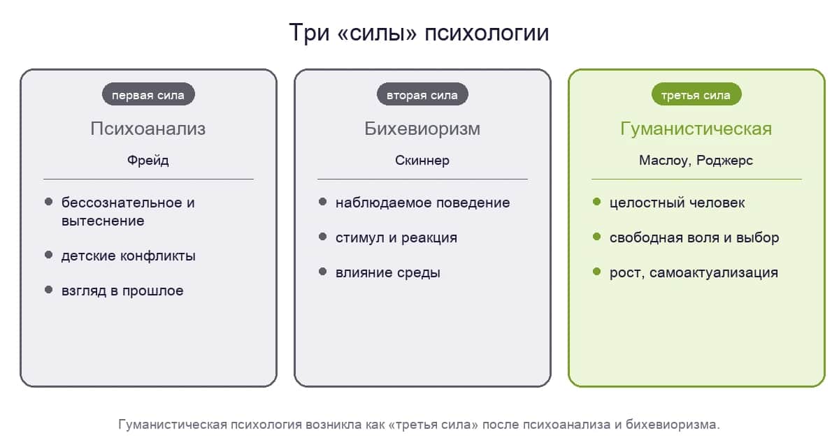 Три «силы» психологии: психоанализ, бихевиоризм и гуманистическая психология